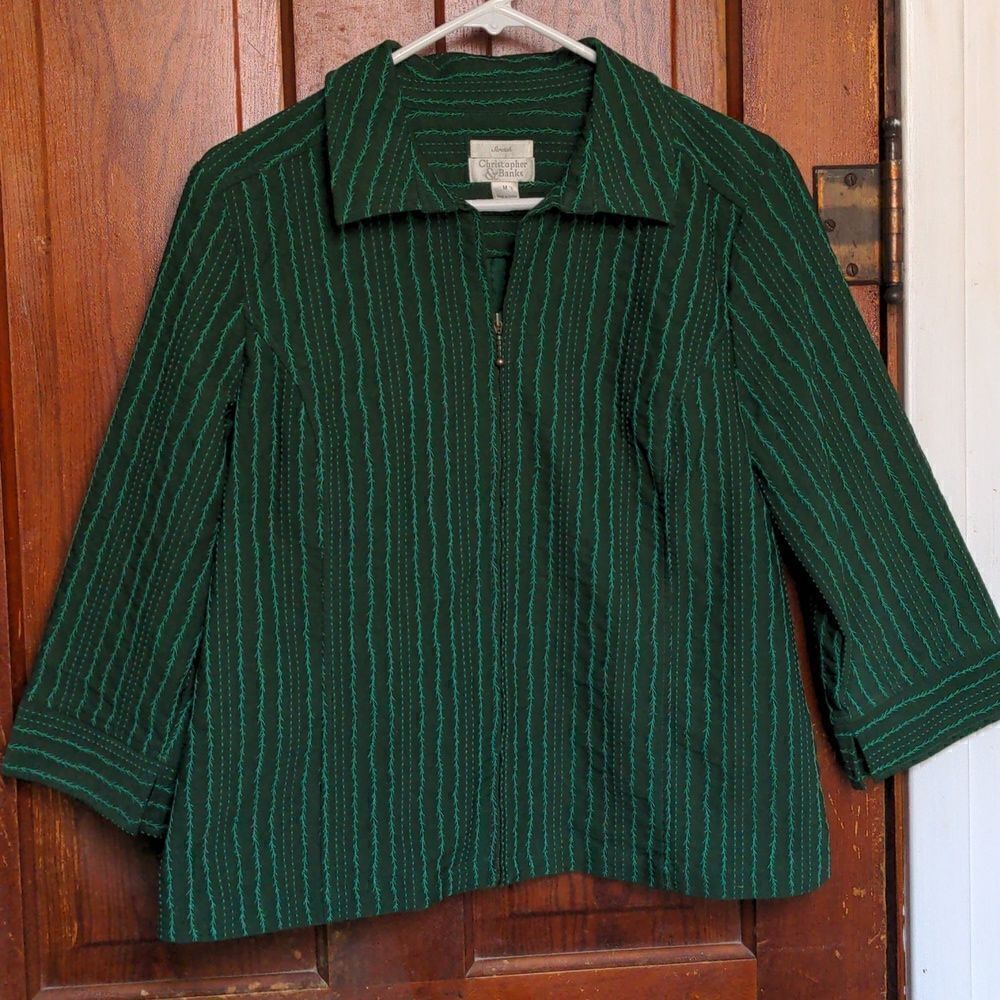 Christopher & Banks Deep Green Vine Jacket Sz M - Picture 5 of 9